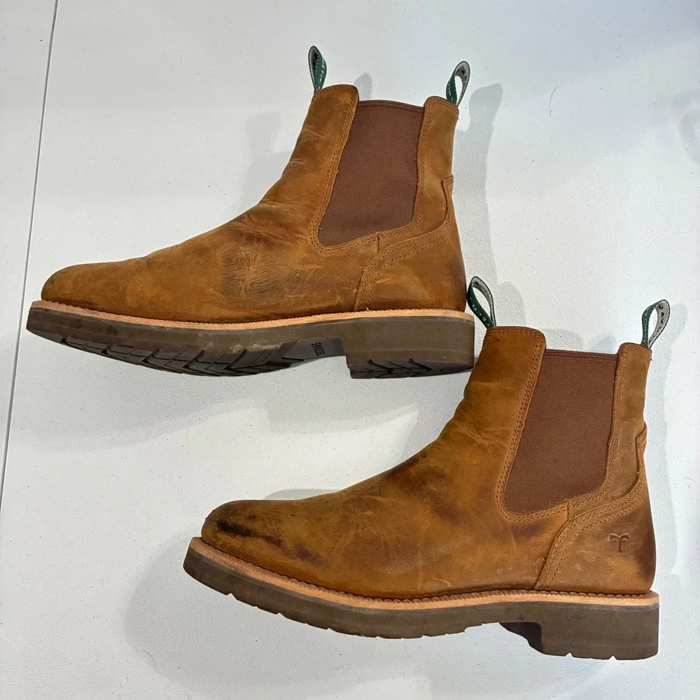 Tecovas Men's The Rugged Light Tobacco Tan Chelsea Boots 9.5EE Leather Western